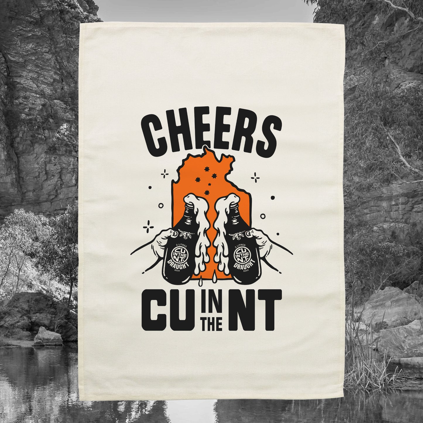 Cheers Tea Towel Ecru