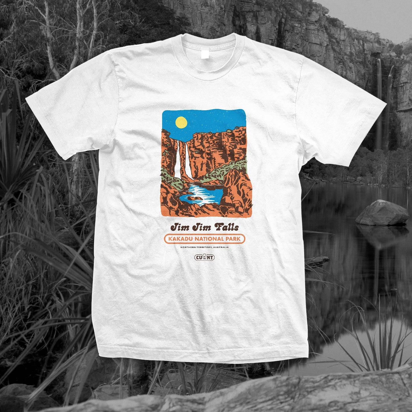 Destination Jim Jim Falls - White Tee Shirts NT Unofficial