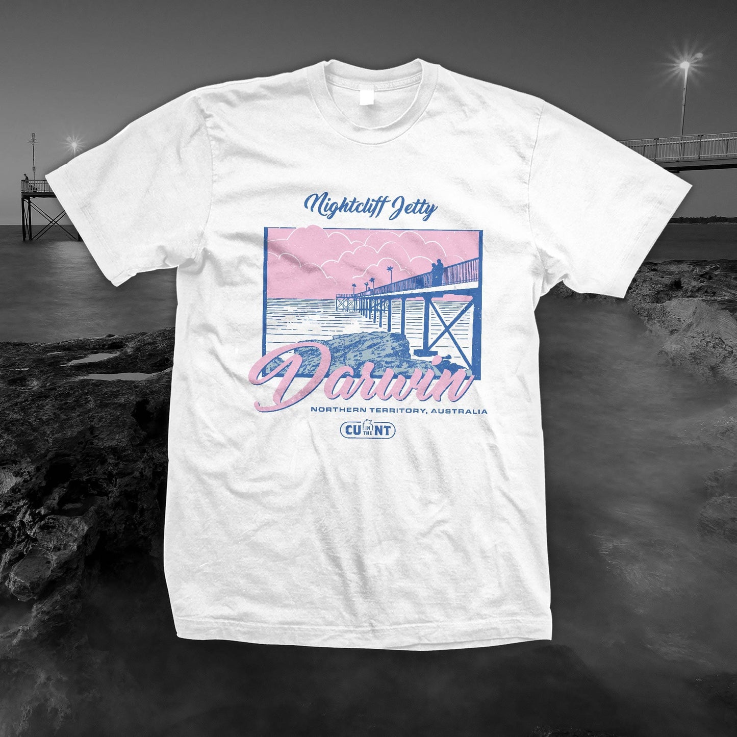 Destination Nightcliff - White Tee Shirts NT Unofficial