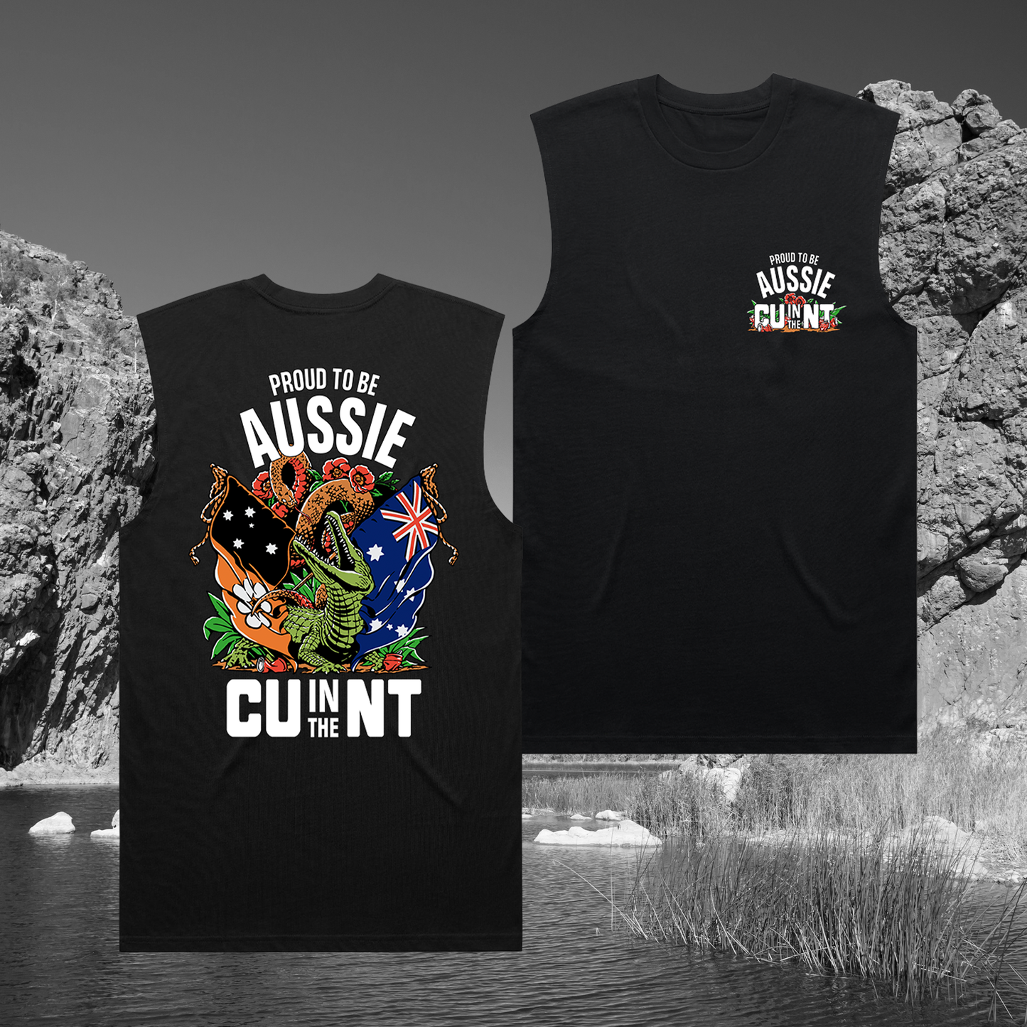 Aussie Pride Muscle Tee Black