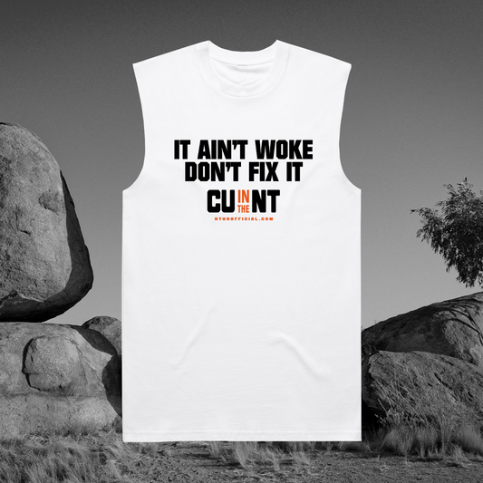 It Aint Woke Muscle Tee White