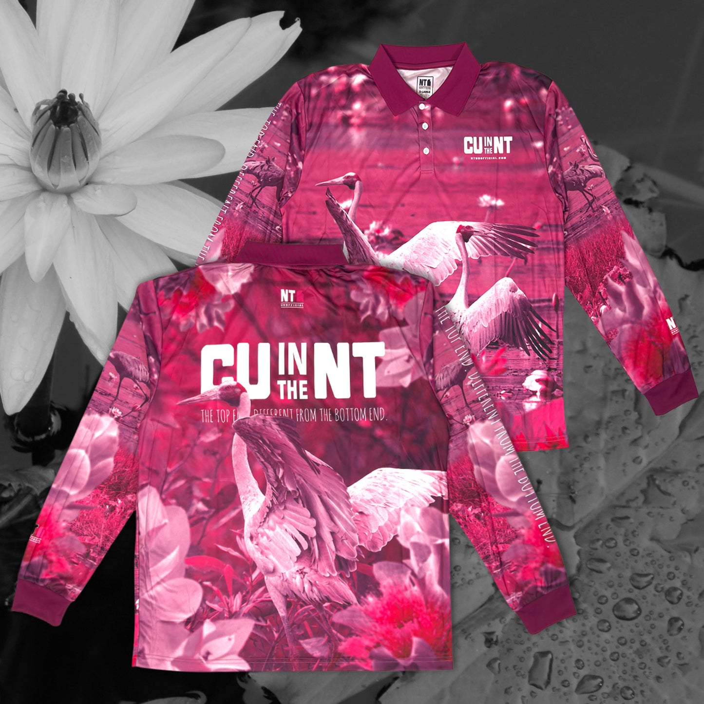 Pink Brolga Fishing Jersey (Unisex)
