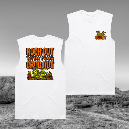 Rock Out Croc Out Muscle Tee White