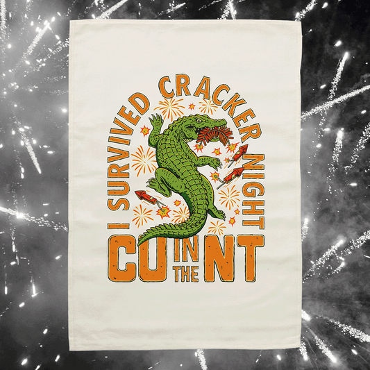Cracker Night 26 Tea Towel Ecru