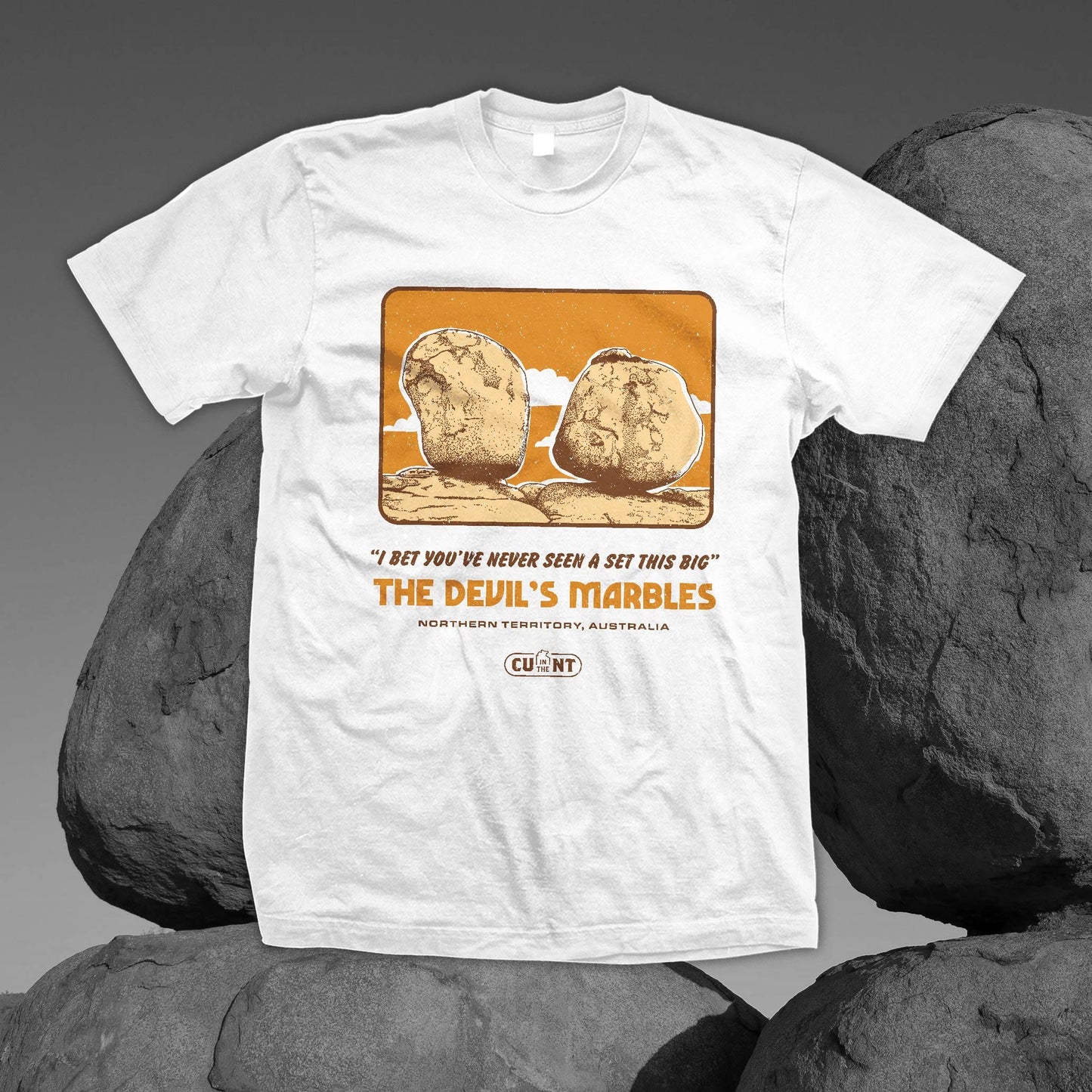 Destination Devils Marbles - White Tee Shirts NT Unofficial
