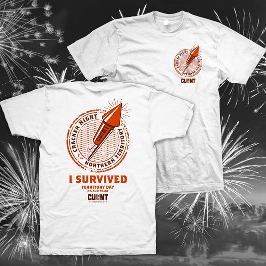 I Survived Cracker Night - White Tee Shirts NT Unofficial