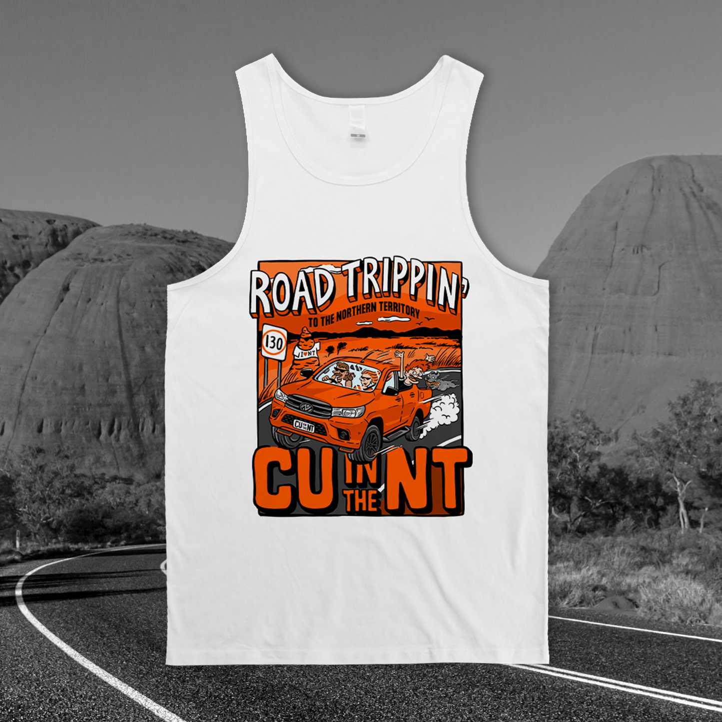 Road Trippin Singlet White Singlets NT Unofficial